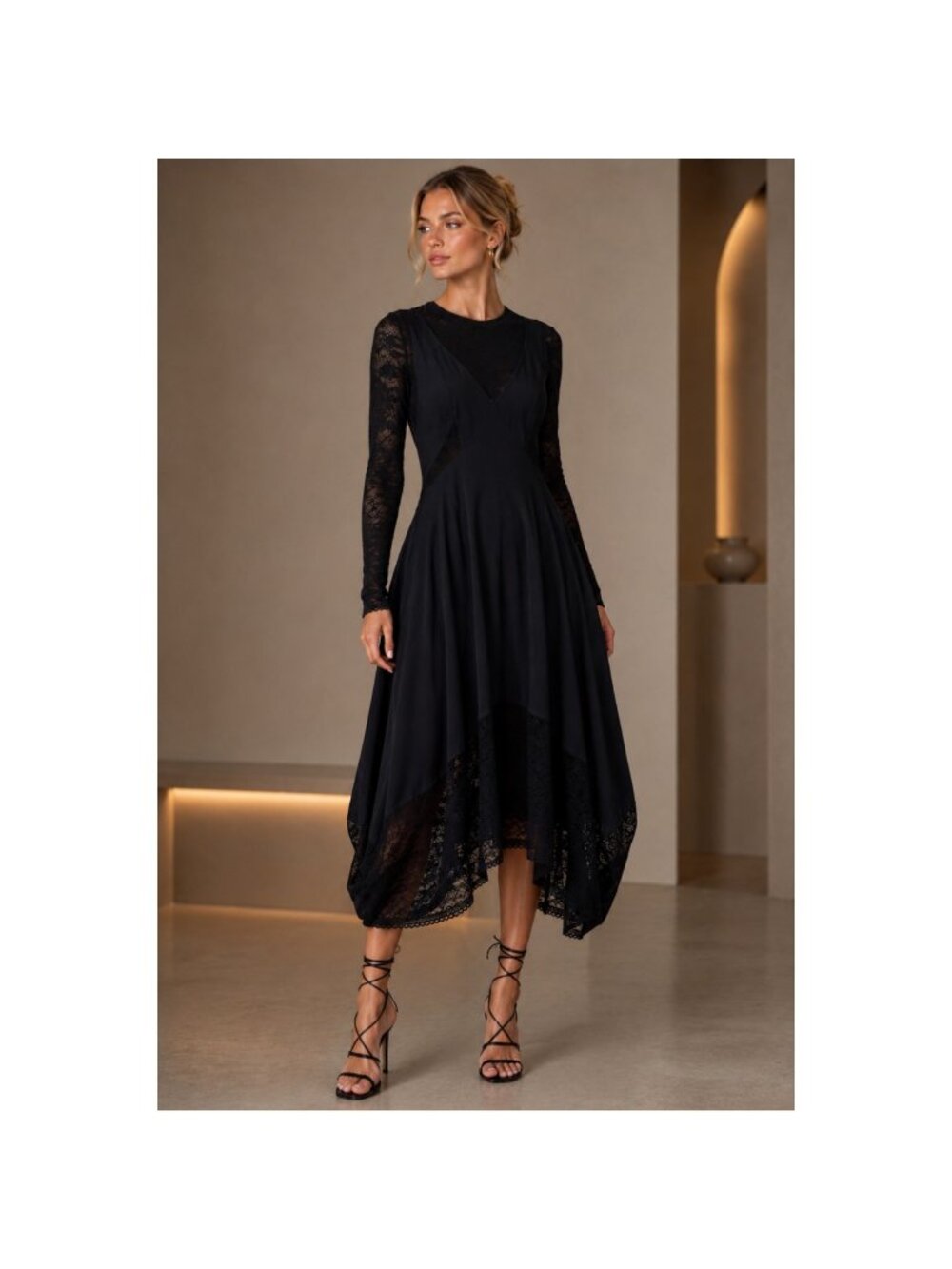 New Season HIGH  Entice lace and satin midi dress Size 12 UK, 8 US